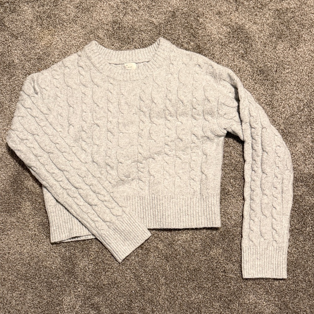 Gray Cable Knit Women's Sweater